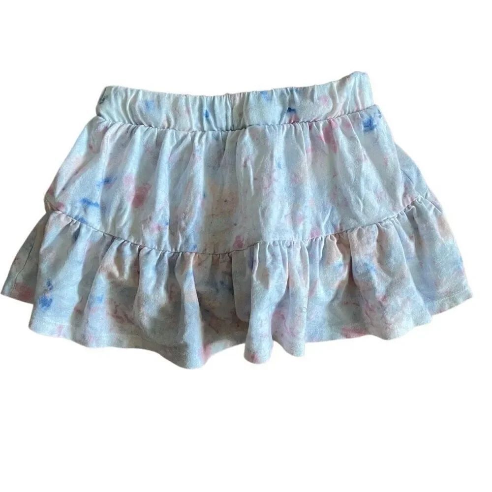 Cat & Jack Girl’s Tie-Dye Drawstring Cotton Blend Tiered Skort Size XS 4/5